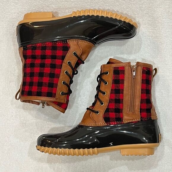 Totes Buffalo Plaid Duck Boots Size 8 - Picture 10 of 15